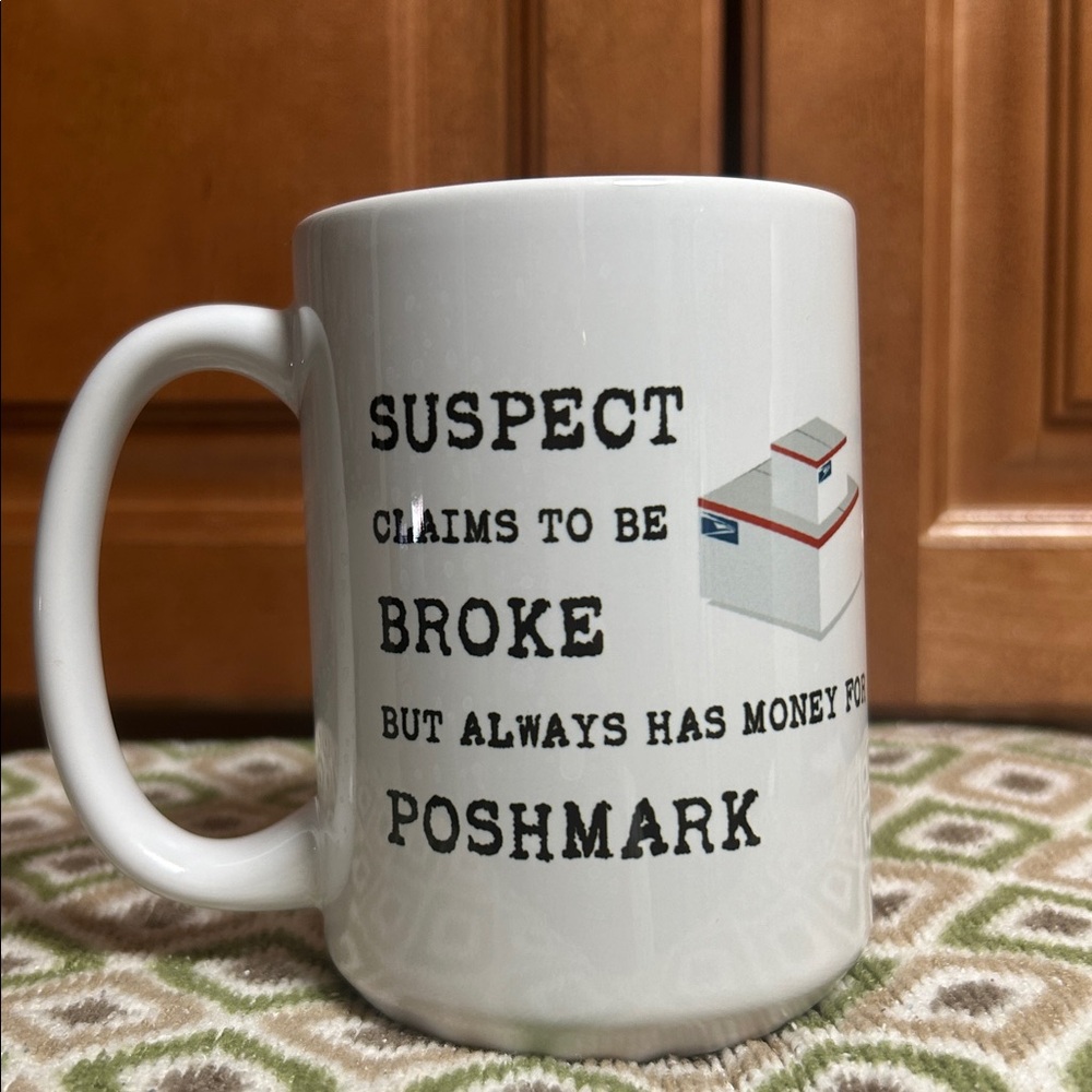 Poshmark Mug Hand Crafted White Mug with Black Text - Picture 2 of 5